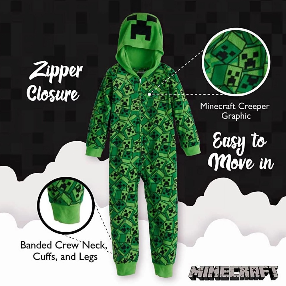 Minecraft Kids Creeper Green Onesie